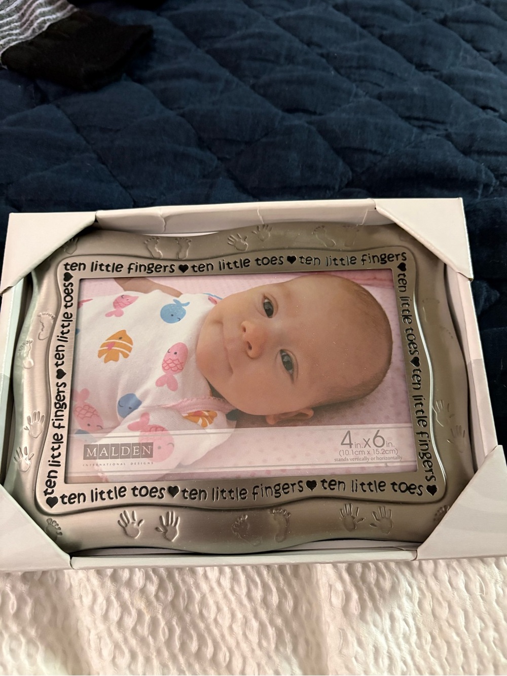 Malden Silver Baby Frame with 'Ten Little Fingers Ten Little Toes' Accents